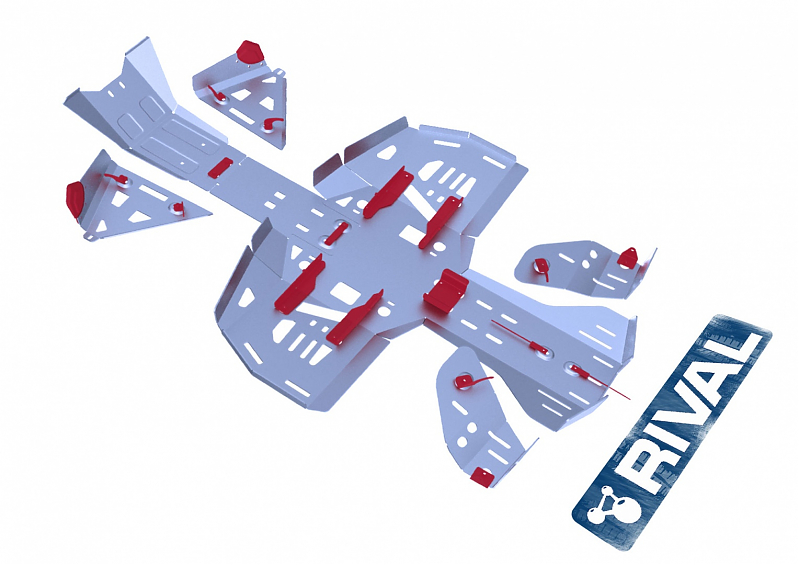 Комплект защит днища Rival для квадроцикла Can-Am (Bombardier) Renegade G2 (6 частей) (2013-)(АЛЮМИНИЙ)