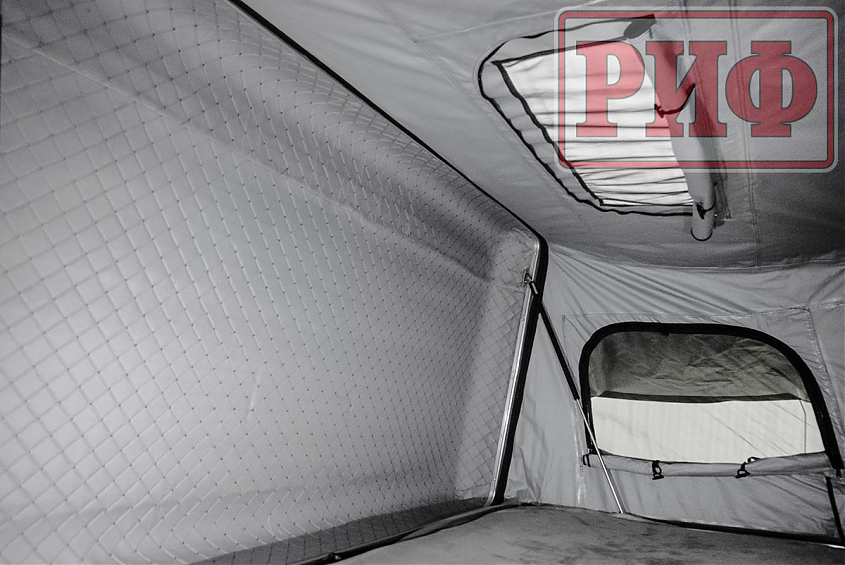 Палатка на крышу автомобиля РИФ Hard RT03-140 усиленная, корпус черный, тент серый