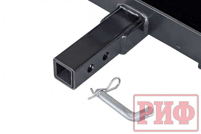 Лебёдка переносная РИФ 9000SR c квадратом для фаркопа и проводами в сборе, синтетический трос (облегченная)