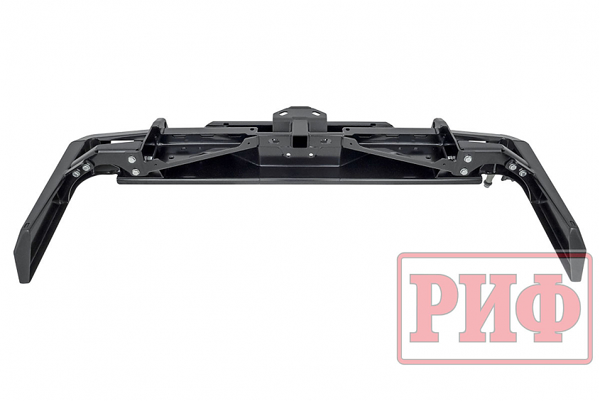 Бампер РИФ силовой задний Toyota Land Cruiser 76 2007+ с квадратом под фаркоп, калиткой и фонарями