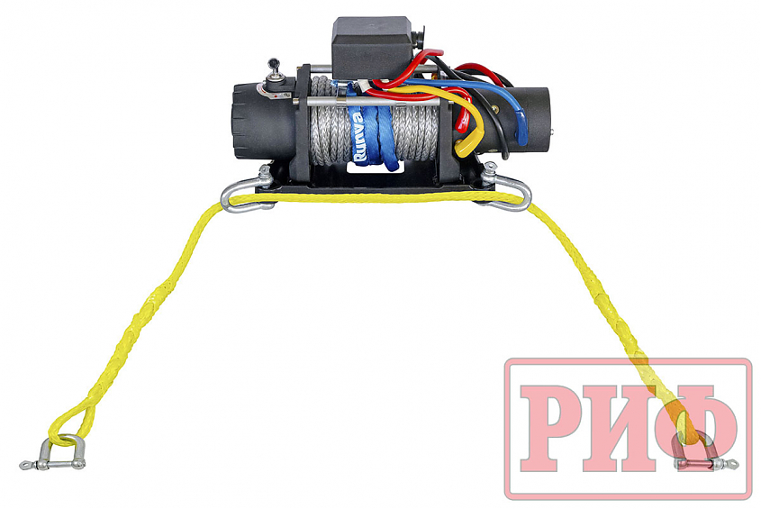 Переносной комплект лебедки РИФ 10000SR c площадкой на цепях и проводами (синтетический трос)