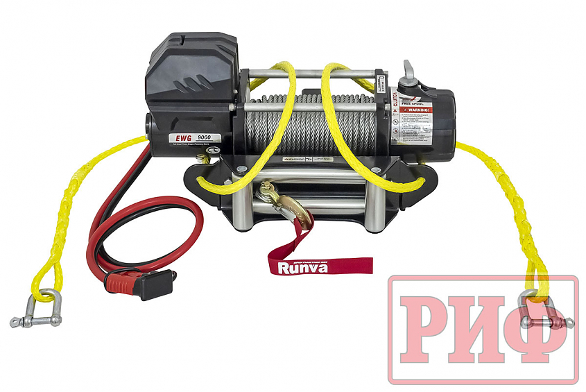 Лебёдка переносная РИФ 9000U c квадратом для фаркопа, стальной трос (облегченная) 3.1