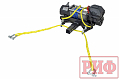 Лебёдка переносная РИФ 9000SR c квадратом для фаркопа и проводами в сборе, синтетический трос (облегченная)