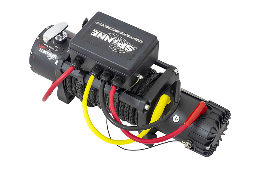 Лебёдка электрическая 12V SPIDER 12000 lbs 5443 кг (влагозащищенная,синтетический трос)