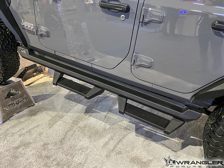 Силовые пороги со ступеньками Rival для Jeep Wrangler JL 5 дверей 2019 + 