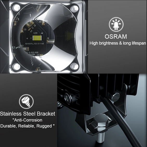 Светодиодная фара дополнительного света Aurora 6 диодов 30W +RGB ПОДСВЕТКА (Пара)