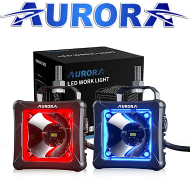 Светодиодная фара дополнительного света Aurora 6 диодов 30W +RGB ПОДСВЕТКА (Пара)