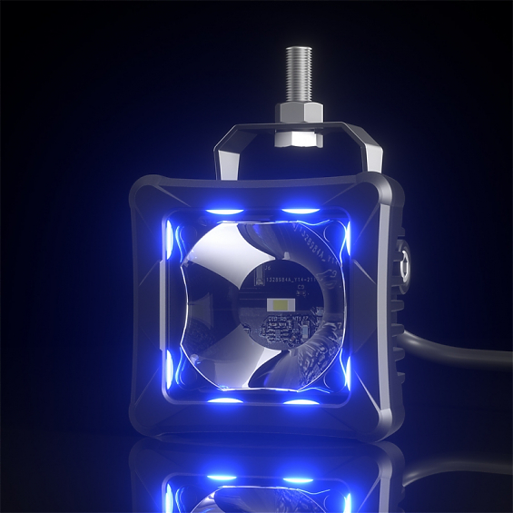 Светодиодная фара дополнительного света Aurora 6 диодов 30W +RGB ПОДСВЕТКА (Пара)