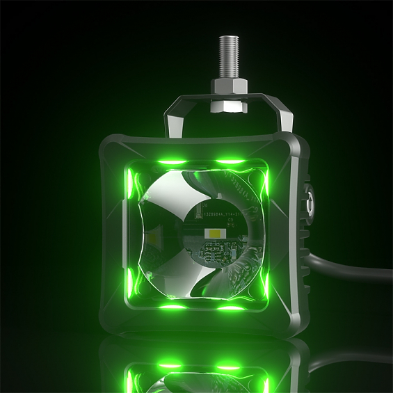 Светодиодная фара дополнительного света Aurora 6 диодов 30W +RGB ПОДСВЕТКА (Пара)