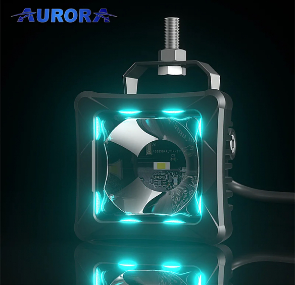 Светодиодная фара дополнительного света Aurora 6 диодов 30W +RGB ПОДСВЕТКА (Пара)