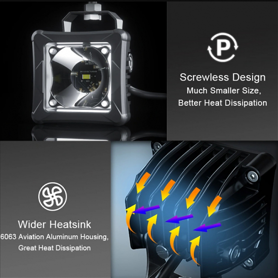 Светодиодная фара дополнительного света Aurora 6 диодов 30W +RGB ПОДСВЕТКА (Пара)