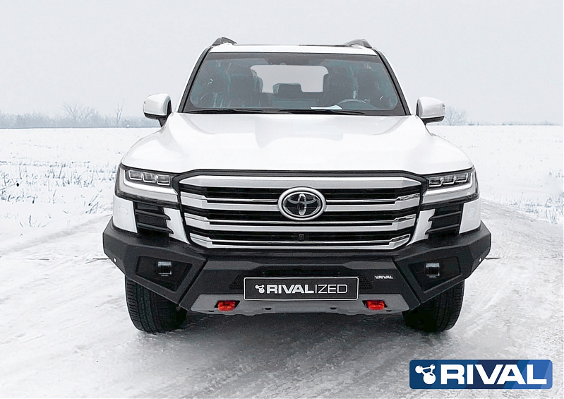 Бампер силовой передний Rival алюминиевый (черный) Toyota Land Cruiser 300 2021+