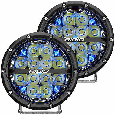 Светодиодные фары Rigid  360 Серия 6″ Дальний свет – Синяя Подсветка (Пара)
