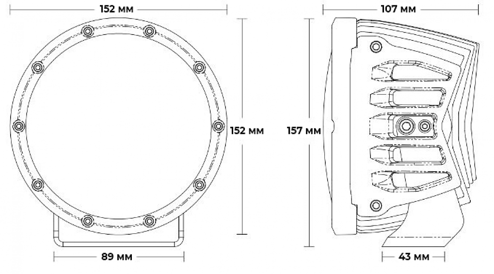 Светодиодные фары Rigid   360 Серия 6″ Водительский свет – Белая Подсветка (Пара)